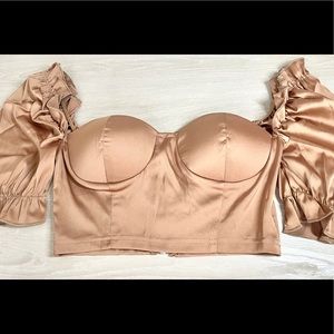 Satin Champagne Cropped Bustier